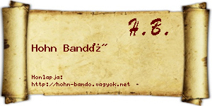 Hohn Bandó névjegykártya